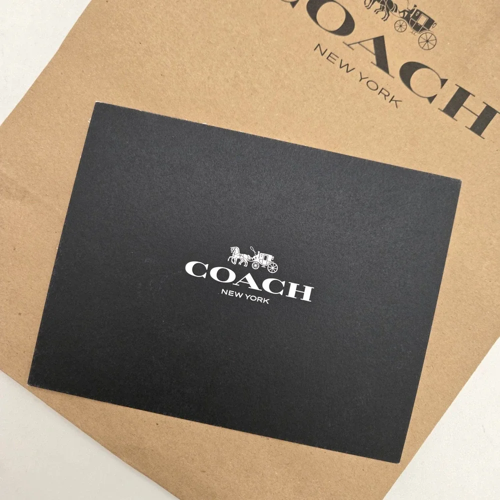 Coach New York Brown Paper Shopping Bag With Card Insert Small Gift Bag 10x8x4